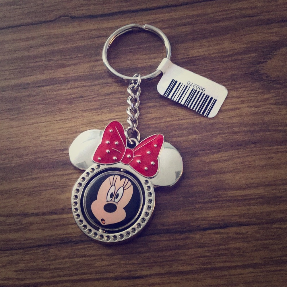 Silver  spinner Minnie Mouse keychain
